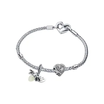 Pandora Synthetic Cubic Zirconia 925 Sterling Silver Glass Bracelets Women's Silver