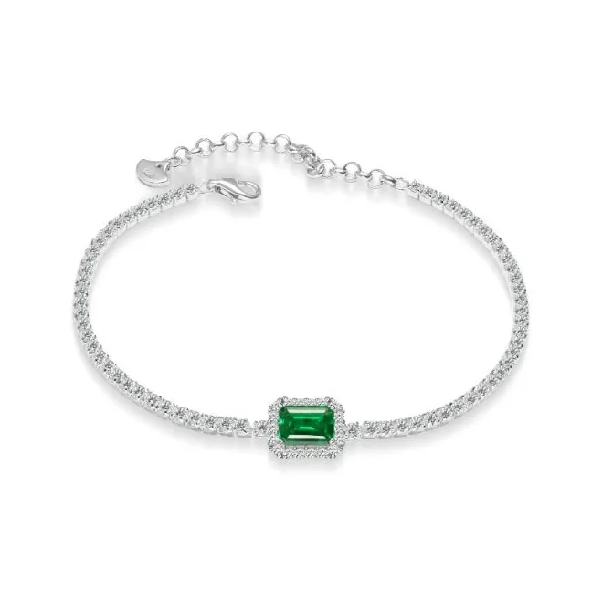 FUNNXI S925 Silver, Cultivated Emerald Bracelets Women's-1