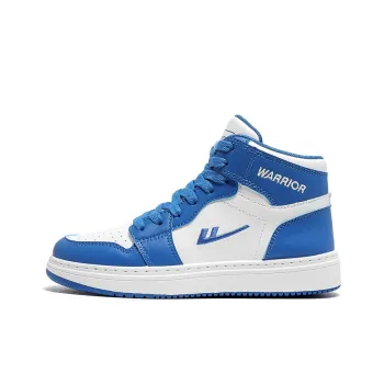 Warrior Anti Slip Wear Resistant High Top Skateboard Shoes Women's White Royal Blue