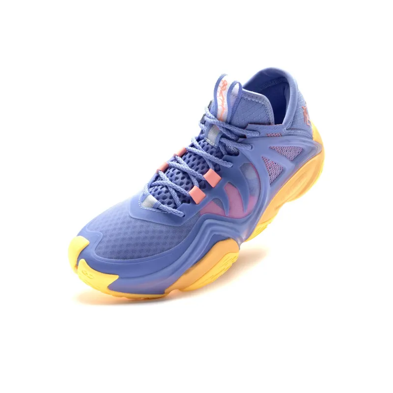 QIAODAN Uh-huh Cushioning Breathable Mid-Top Basketball Shoes Men's Purple Orange-4