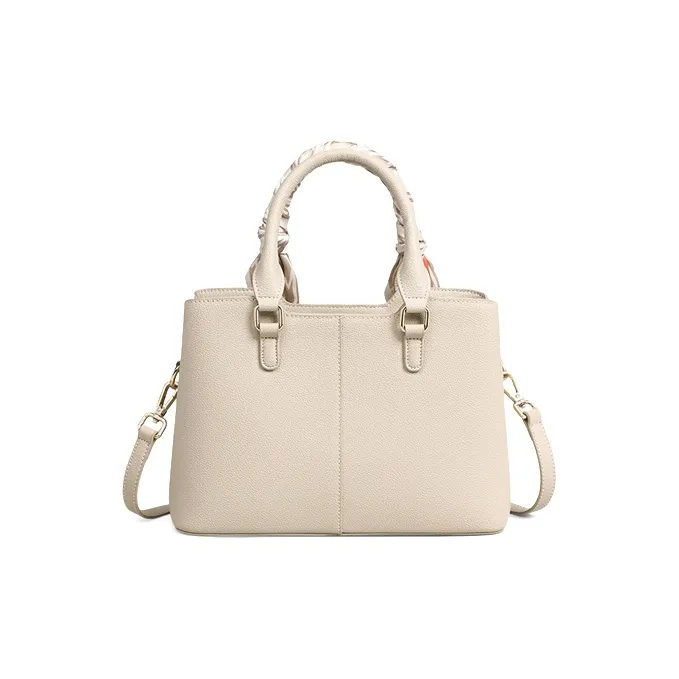 VINEY Cow Leather Handbag, Shoulder Bag, Crossbody Bag Medium Size Women's Ecru-3