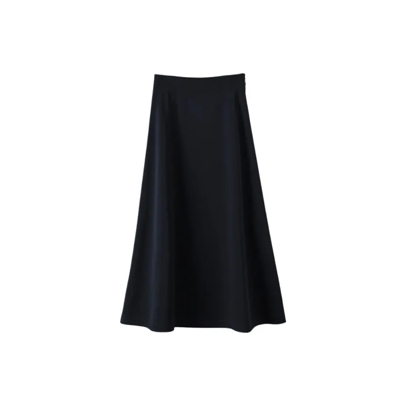 Late White Casual Long Skirts Women's Blue-3