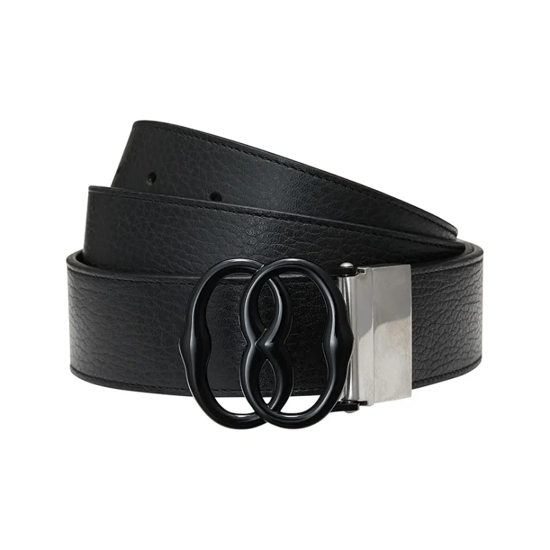 BALLY Letter Logo Smooth Buckle Cow Leather Leather Belts Men's Black Width 3.3cm-2