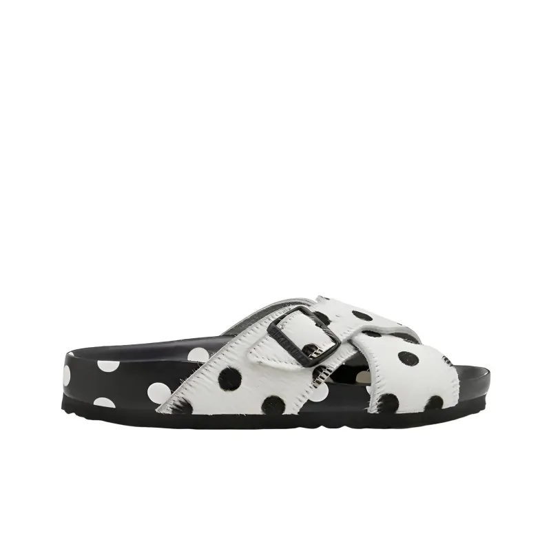 Birkenstock Rodra Fur MANOLO BLAHNIK Black White Dot-1