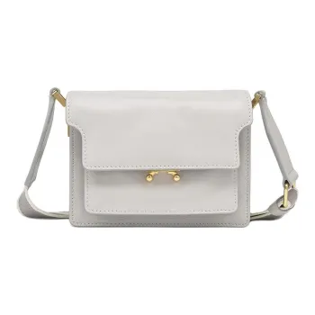 MARNI Trunk Cow Leather Crossbody Bag Shoulder Bag Women's Stone Gray