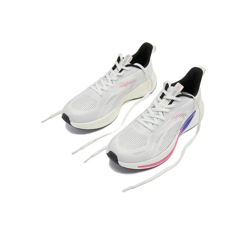 QIAODAN Slip Resistant Low Top Running Shoes Men's White Pink Purple-2