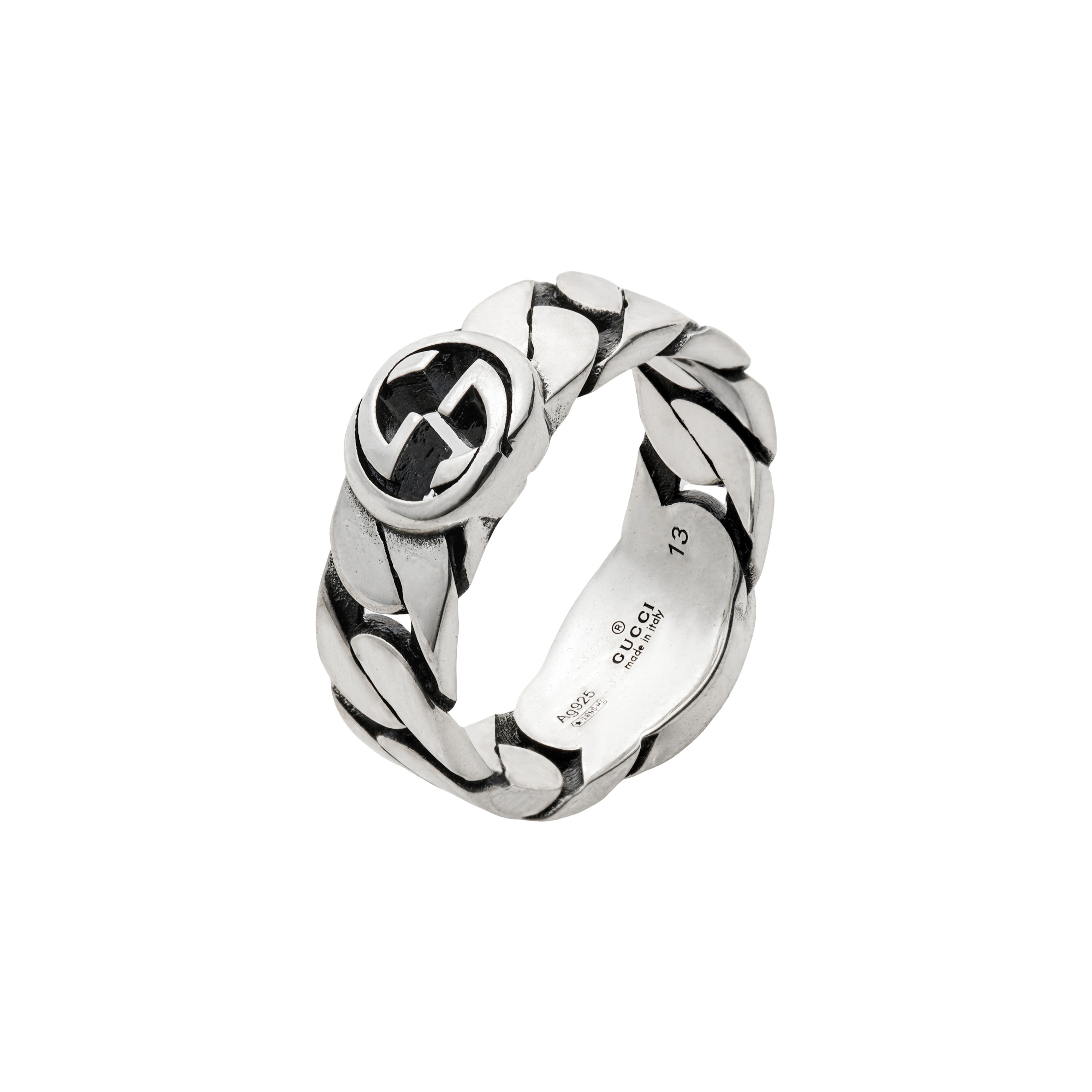 GUCCI Sterling Silver Interlocking Ring - POIZON GUCCI Sterling Silver Interlocking Ring - POIZON