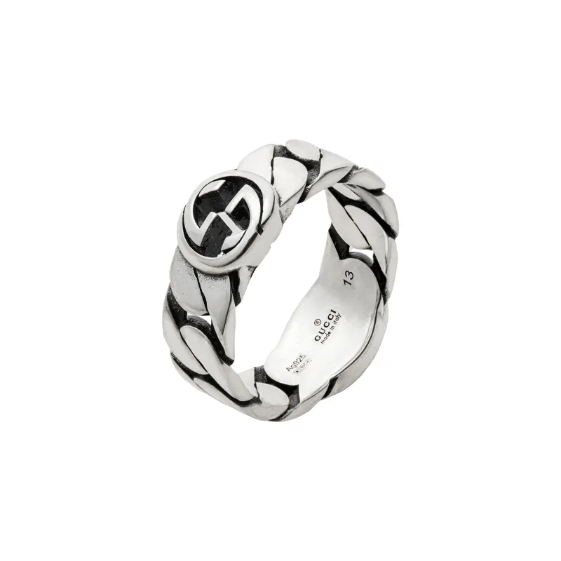 GUCCI Sterling Silver Interlocking Ring-1