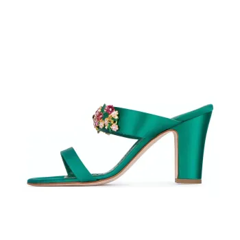 MANOLO BLAHNIK Slide Slippers Women's Green