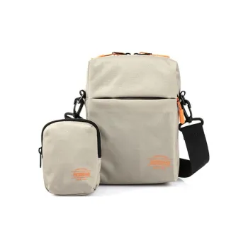 AMERICAN TOURISTER Fabric Shoulder Bag, Crossbody Bag Medium Size Men's Umber/Black