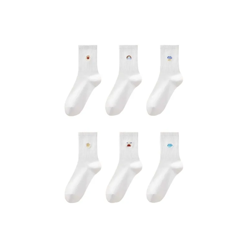 H-YXIANG No-Show Socks Women's 6 Pack White-5