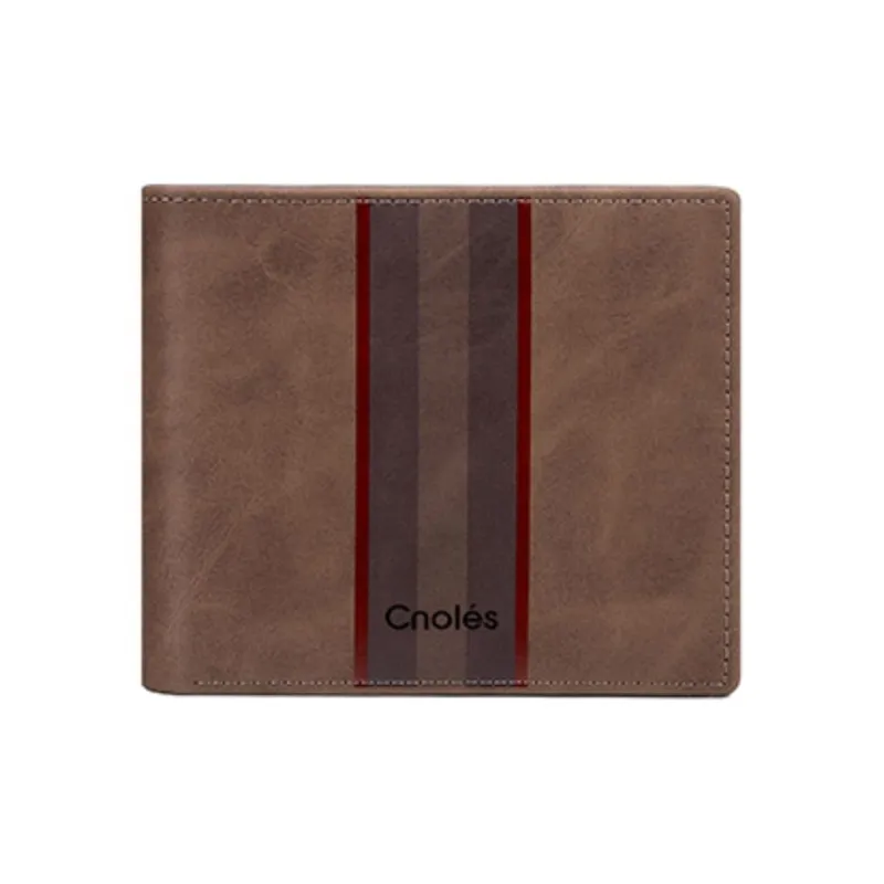 CNOLES Synthetic Leather Wallet Card Holder Coin Purse Men's Brown-1