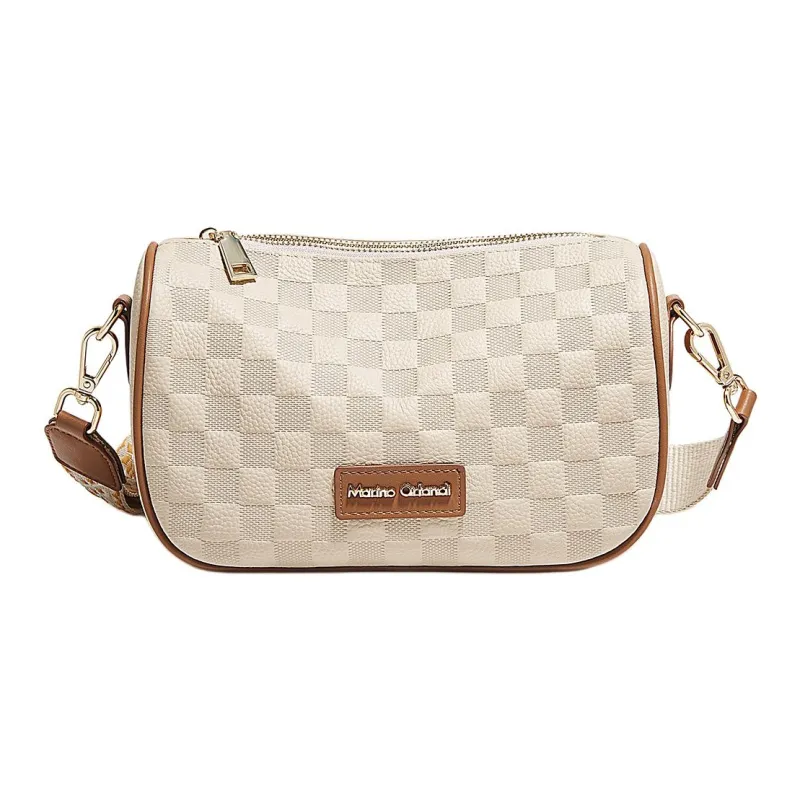 Marino Orlandi Genuine Leather, Top Grain Cow Leather Shoulder Bag Dumpling Bag Women's Black/Ecru-8