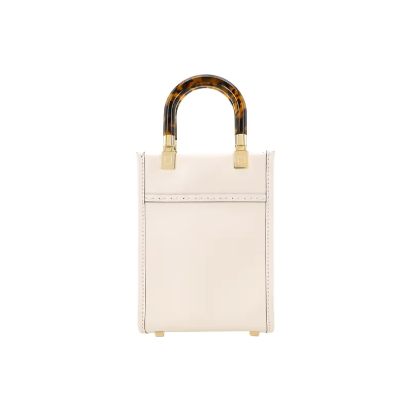 FENDI Sunshine Calfskin Tote Bag, Shopping Bag, Shoulder Bag, Crossbody Bag, Handbag Mini Women's White-3