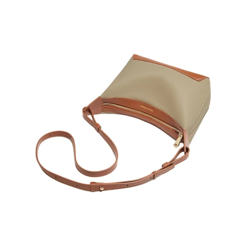 Marino Orlandi Genuine Leather, Top Grain Cow Leather Versatile Casual Crossbody Bag, Shoulder Bag Women's Khaki/White-4