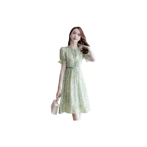 Mo Han Yi Mei Short-Sleeved Dresses Women's Floral Pattern