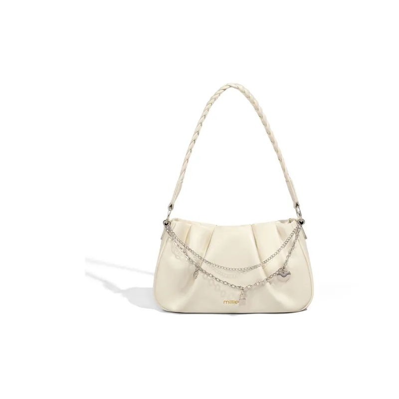 MILLIE'S Cow Leather With Synthetic Leather Handbag, Shoulder Bag Regular Women's Ecru-2