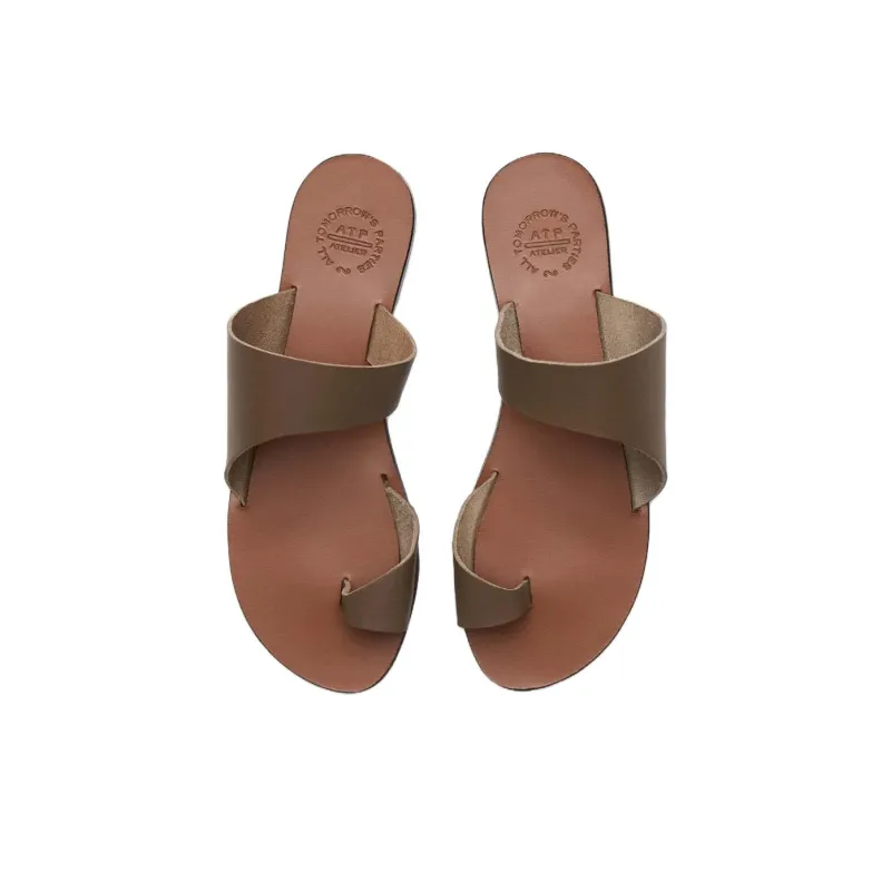 ATP Atelier Slip-Resistant Flip Flops Women's Khaki Brown-4