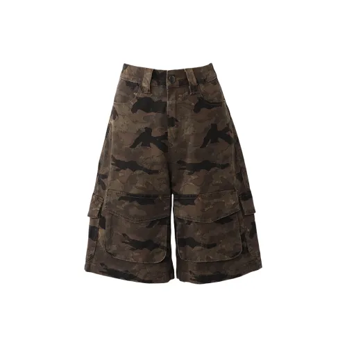 ZRZV Denim Shorts Women's Camouflage Knee-Length Pants