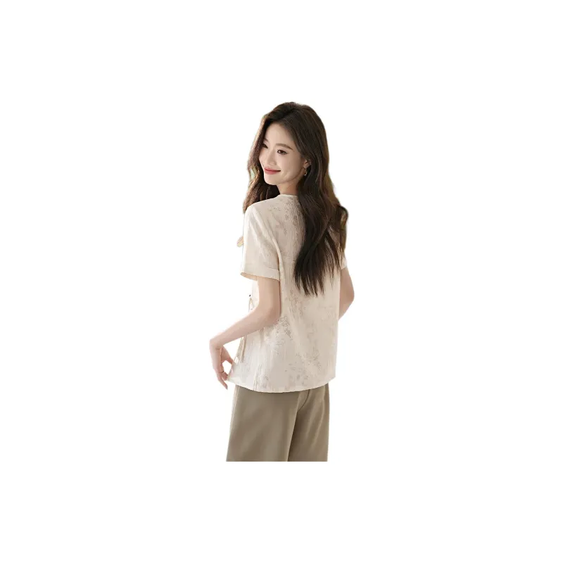 Mo Han Yi Mei Shirt Women's Champagne Subtle Texture-1