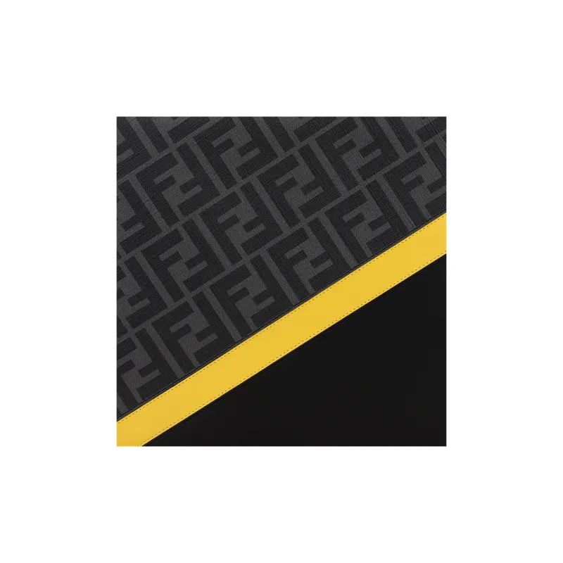 FENDI Canvas With Leather Clutch Regular Men's Black Gray Color/Yellow-9
