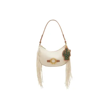 Staccato Fabric One Shoulder Handbags Large Size Women's Beige Apricot & Brown