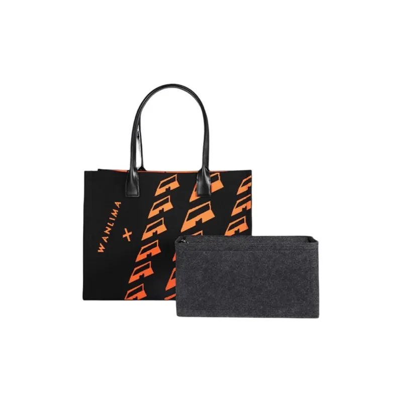 Wanlima Fabric Tote Bag Shopping Bag Handbag Shoulder Bag Large Size Women's Black/Orange Green/White-1