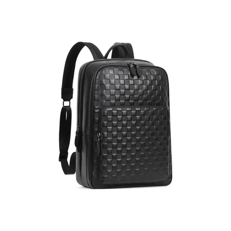 LARTIGENT Top Grain Cow Leather Backpack Large Size Men's Black-1