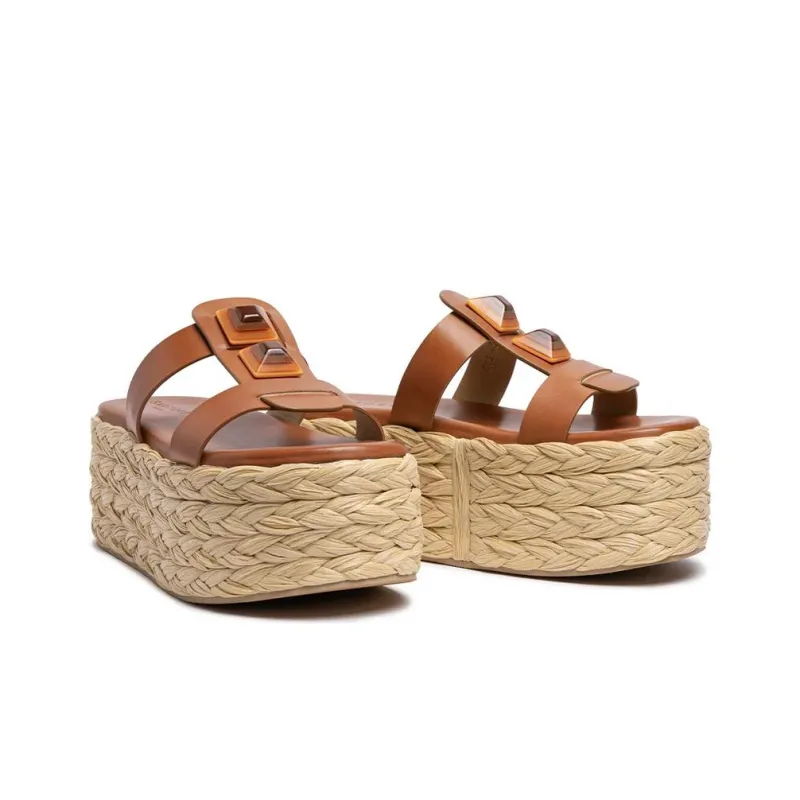 SARTORE Slide Slippers 7cm Women's Brown-3
