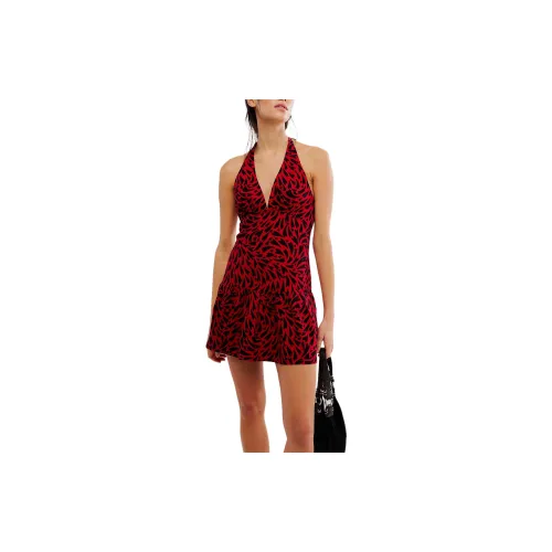 FREE PEOPLE Slip Dresses Women's Red/Black Combo