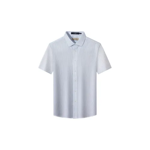 FIRS Shirts Men White Base With Blue Wide Stripes