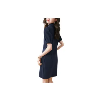 Mo Han Yi Mei Short Sleeved Dresses Women's Navy Blue