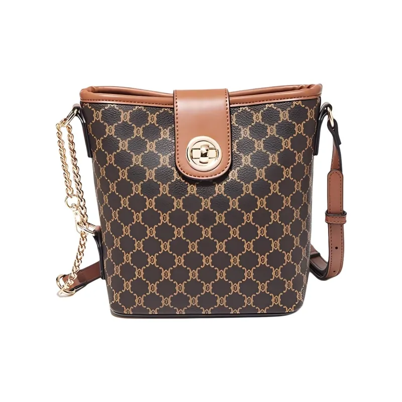 Marino Orlandi PVC Bucket Bag Handbag Shoulder Bag Crossbody Bag Medium Size Women's Khaki/Coffee-0