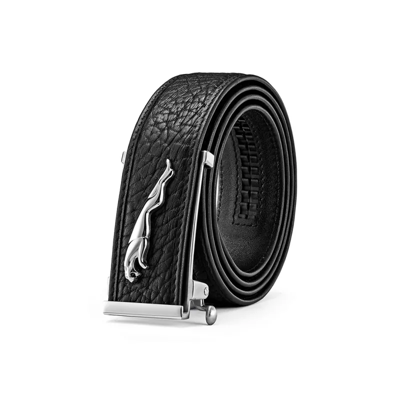 JAGUAR Classic Trendy Men's Genuine Leather Wooden Box Automatic Buckle Versatile Leather Belts Men's Width 3.7cm-1