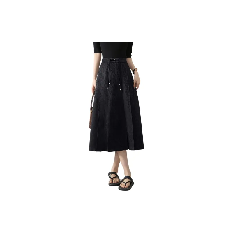 Mo Han Yi Mei Casual Long Skirt Women's Black-1