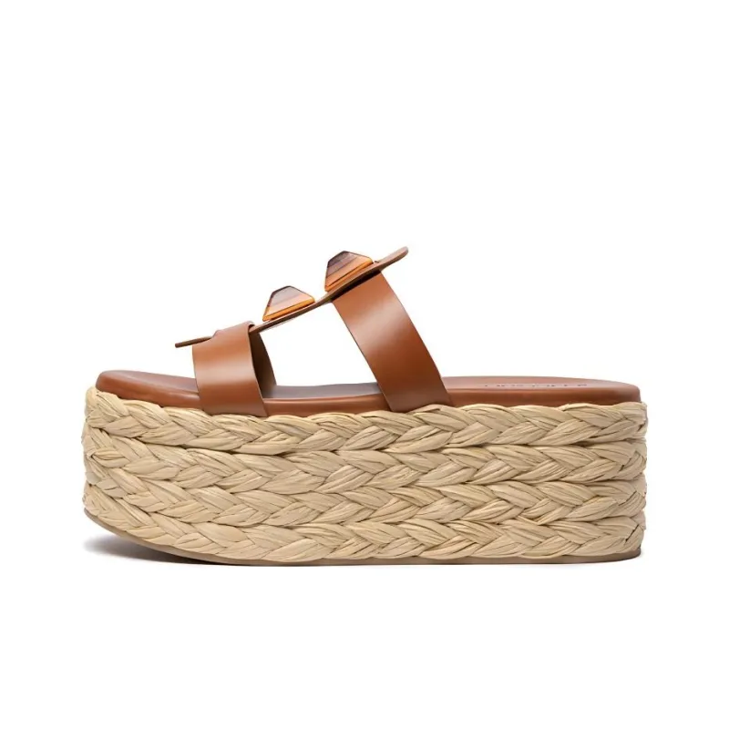SARTORE Slide Slippers 7cm Women's Brown-0