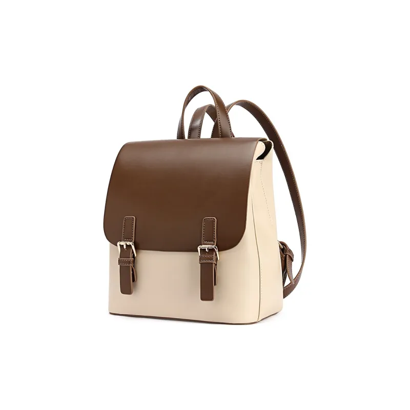TUCANO Leather University Student Everyday Handbag, Backpack Regular Women's Apricot-1