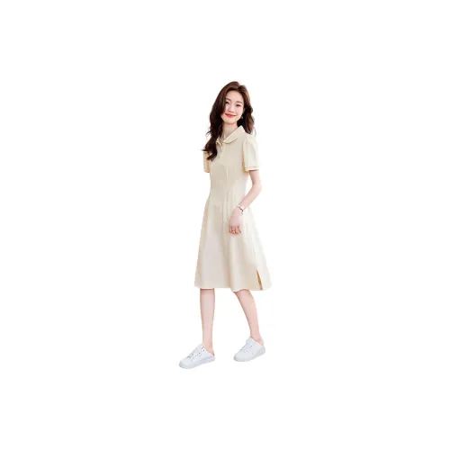 Mo Han Yi Mei Short-Sleeved Dresses Women's Off White