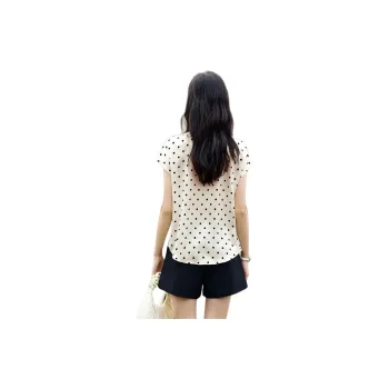 Mo Han Yi Mei Shirt Women's White With Black Dot
