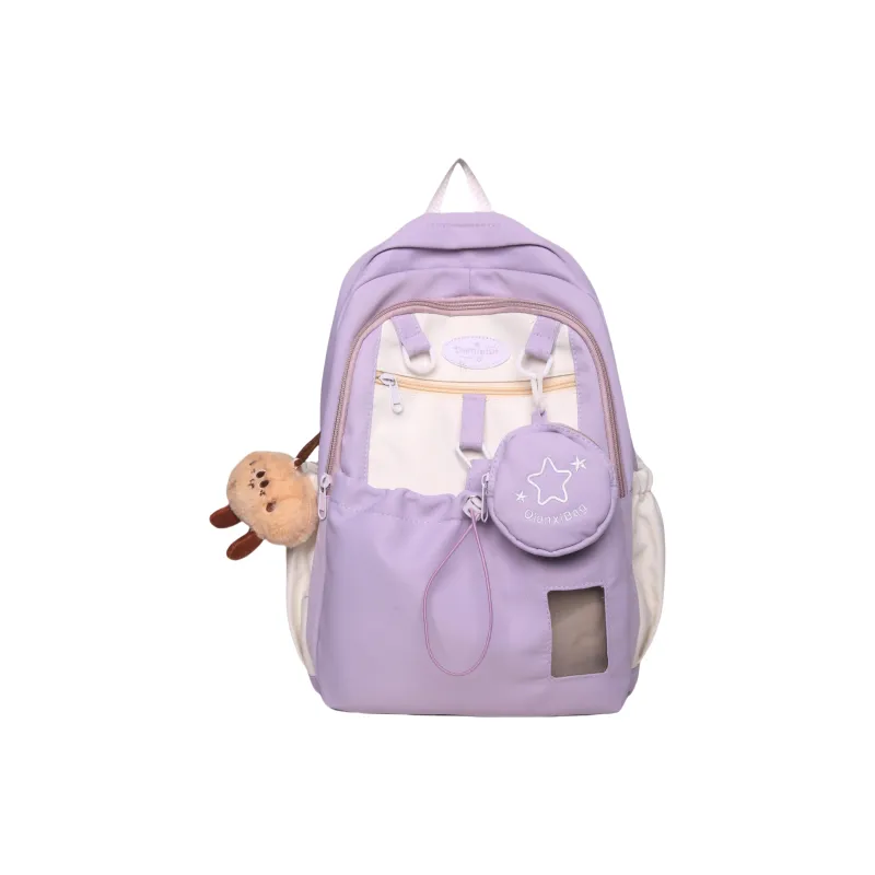 Rainbow Girl Nylon Backpack Regular Women's Black/Yellow/Purple/Pink/Blue-7