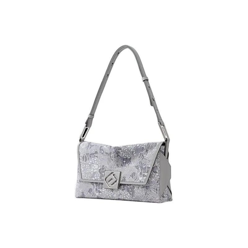 FION Cow Leather Shoulder Bag Women's White-1