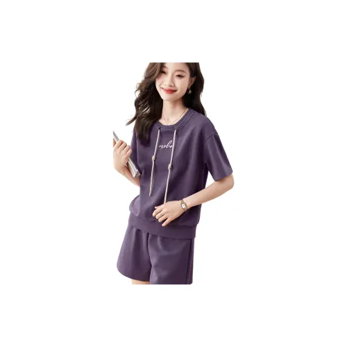 Mo Han Yi Mei Casual Suits Women's Dark Purple