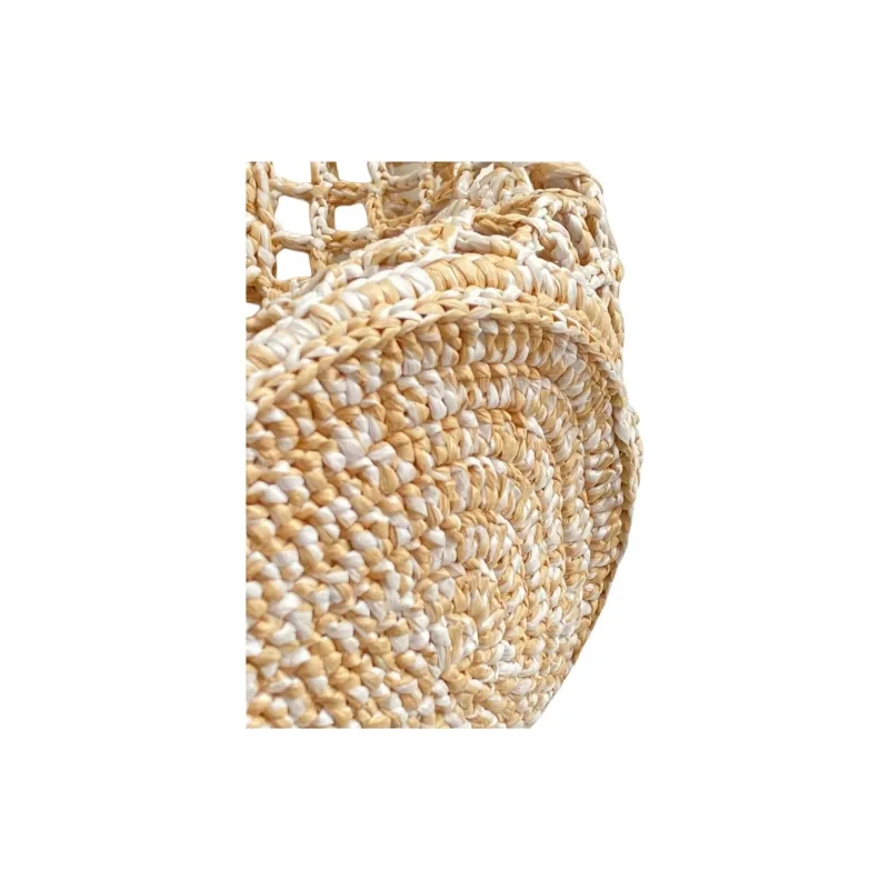 CHANEL Raffia Fiber Effect & Metal Tote Bag, Shopping Bag, Beach Bag, One Shoulder Handbag Women's Beige-6