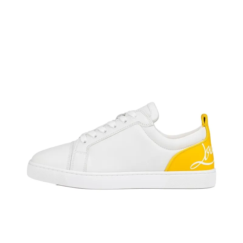 CL Fun Louis Junior Low Top Skateboard Shoes Men's White Yellow-0