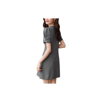 Mo Han Yi Mei Short Sleeved Dresses Women's Premium Gray