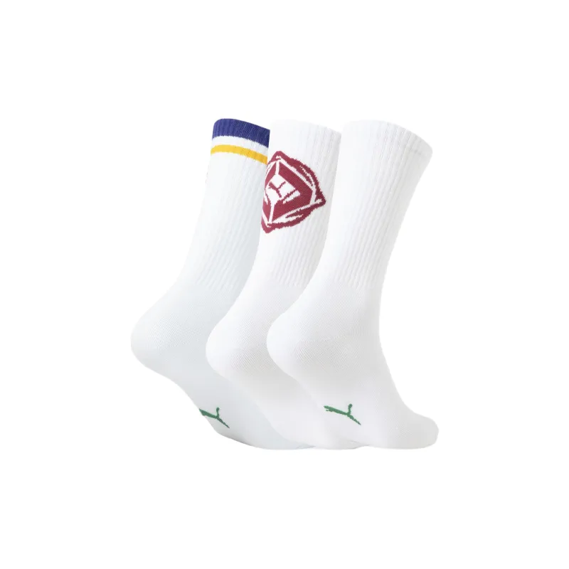 PUMA Mid Calf Socks Unisex 3 Pack White-1