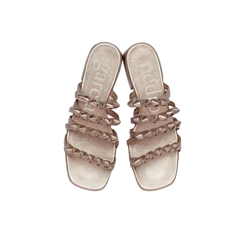 Pedro García Abrasion-Resistant Slide Slippers Women's Rose Gold-4
