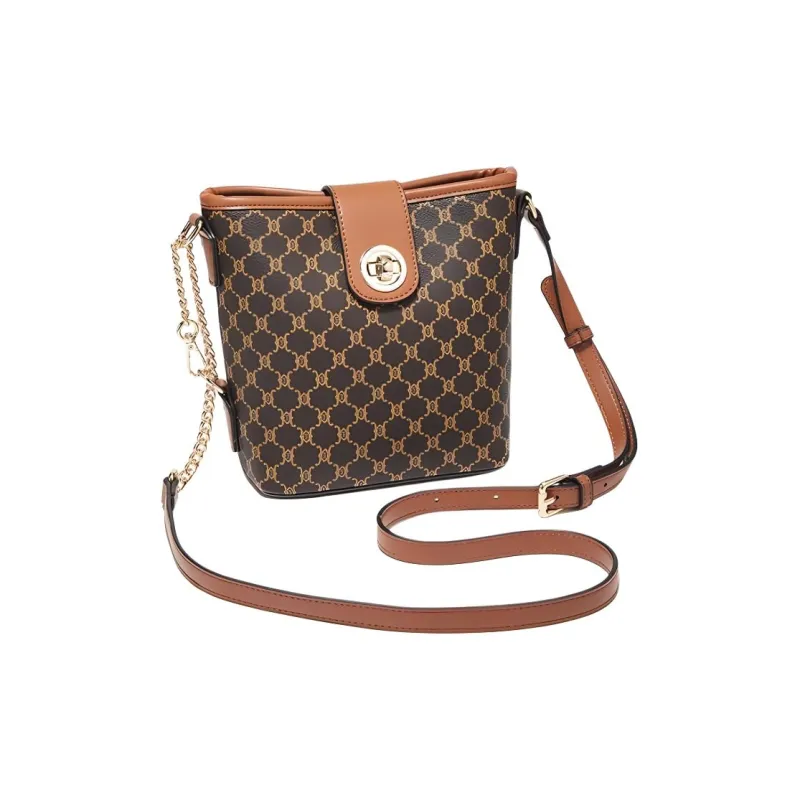 Marino Orlandi PVC Bucket Bag Handbag Shoulder Bag Crossbody Bag Medium Size Women's Khaki/Coffee-3