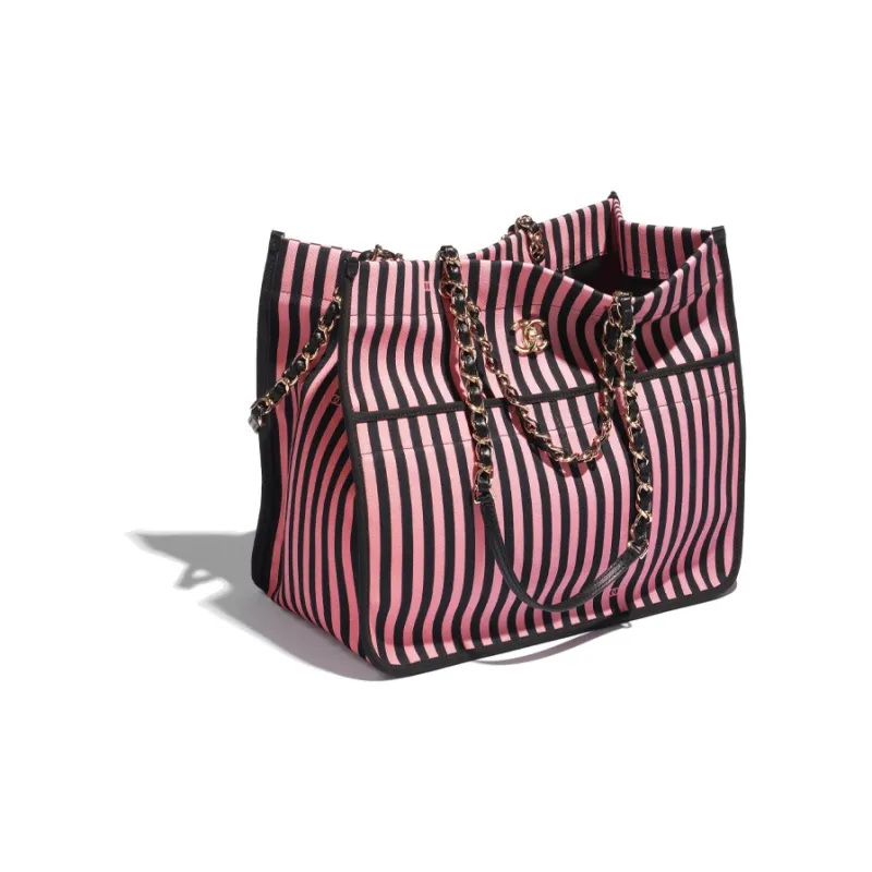 CHANEL Canvas Bag, Handbag, Shoulder Bag Women's Black & Pink-1