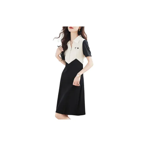 Mo Han Yi Mei Short-Sleeved Dresses Women's Black/White